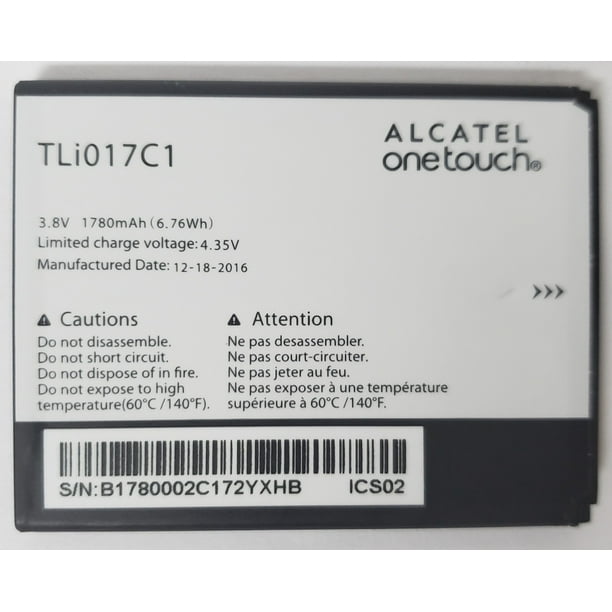 Alcatel OneTouch Batterie de Téléphone Portable TLi017C1 1ICP6/46/56 3.8V 1780mAh 6.76Wh