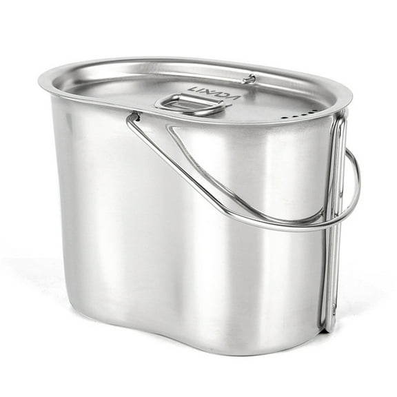 Lixada Lixada Stainless Steel Canteen Cup with Foldable Handles and Lid for Outdoor Camping Hiking Backpacking Picnic