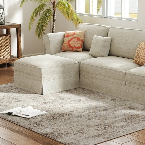 HOMCOM Area Rug 5x7, Washable Traditional Floor Carpet, Mixed-Brown