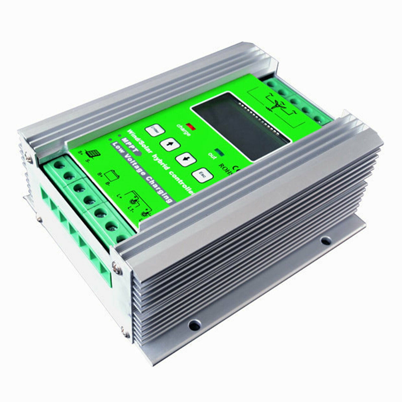 600w Wind + 400w Solar 12v/24v Automatic Identification Household Lighting Street Lamp Protection Battery Controller LCD Economic PWM Wind Solar Hybrid System Controller 