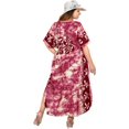 thumbnail image 5 of HAPPY BAY Women's Summer Batik Caftan Loungewear House Dashiki Dress V Neck Kaftan Nightshirts for Women Sleepwear 2X-3X Maroon, Turtle, 5 of 6