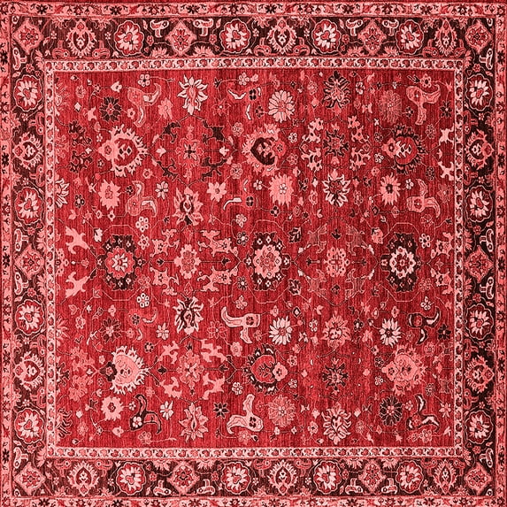 Ahgly Company Indoor Square Oriental Red Industrial Area Rugs, 8' Square
