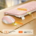 thumbnail image 4 of Wireless Keyboard and Mouse Combo - Ergonomic Wave Rechargeable Keyboard with Soft Leather Wrist Rest, RGB Backlit -Pink, 4 of 7