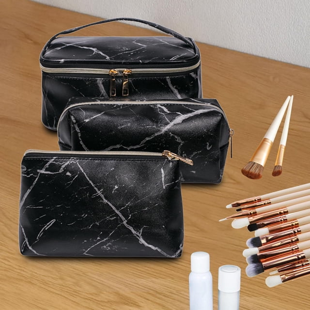 3 bolsas de cosmético estuche , organizador de maquilje de Negro Colcomx Estuche cosmético