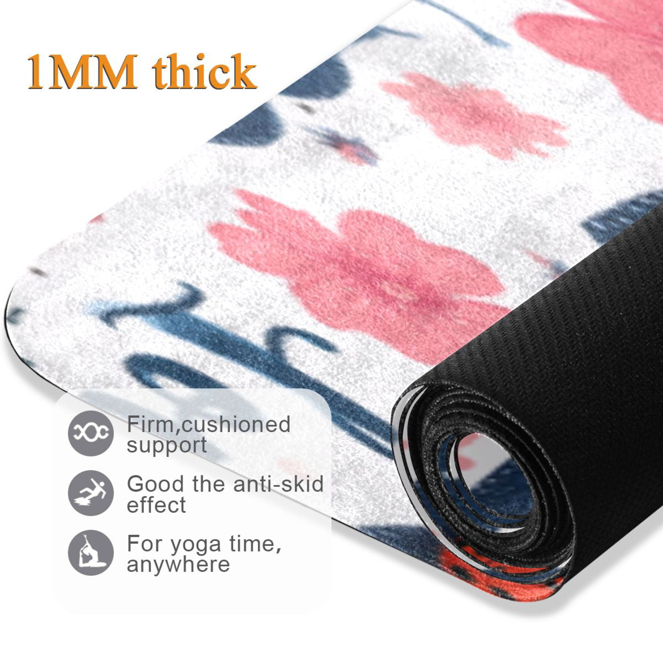 BZSMCE Yoga Mat Women Fitness Mat Floral Ladybug Heart Pattern