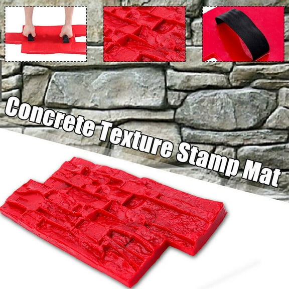 Concrete Stamp Pad with 2 Handles, Stone Texture, PU, Cement Wall Brick Mold