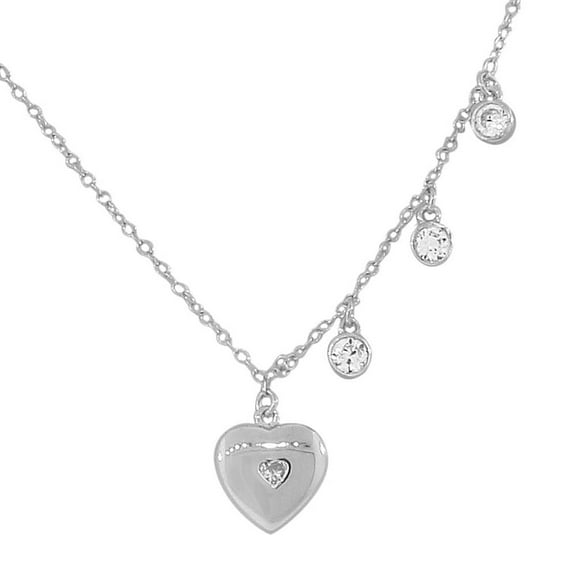 925 Sterling Silver Love Heart CZ Pendant Necklace with Chain