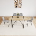 thumbnail image 2 of 4-Person Dining Table Set with 4 Linen Chairs and 1 Dining Table, MDF Solid Wood Dining Table Set with Metal Base and Legs for Small Spaces, Apartments, Natural+Grey, 2 of 9