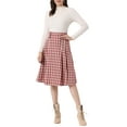 thumbnail image 2 of INSPIRE CHIC Women's Plaid Skirt High Rise Pleated A Line Midi Skirt M Red, 2 of 6