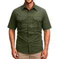 thumbnail image 2 of Sewkxo Men's Short Sleeves Fishing Shirts Button Down Summer Travel Work Shirts with Zipper Pockets,Army Green 4XL, 2 of 7