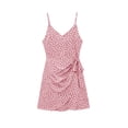 thumbnail image 3 of BRGZLK Women's Summer MIni Dresses Summer Fashion V-Neck Polka Dot Tie Waist Soft Comfortable Casual Vacation Beach Sundress Pink S, 3 of 5
