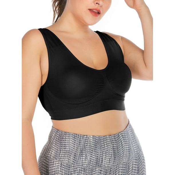  Plus Size Sports Bra for Women, Compression Wirefree Medium  Support Bra Crop Tank Top, Push Up Yoga Bra with Removable Cups (Color : E,  Size : Small) : Clothing, Shoes & Jewelry