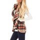 thumbnail image 4 of Chaqueta tipo cárdigan sin mangas con cuadros escoceses y solapa abierta para mujer con bolsillos (XL), 4 of 5