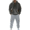 thumbnail image 2 of CharmCyan Men’s Casual Hoodie and Sweatpants Set, Soft Fleece Tracksuit with Zipper Pockets, Athletic Jogging Outfit, Comfortable Fit Dark Gray XL, 2 of 2
