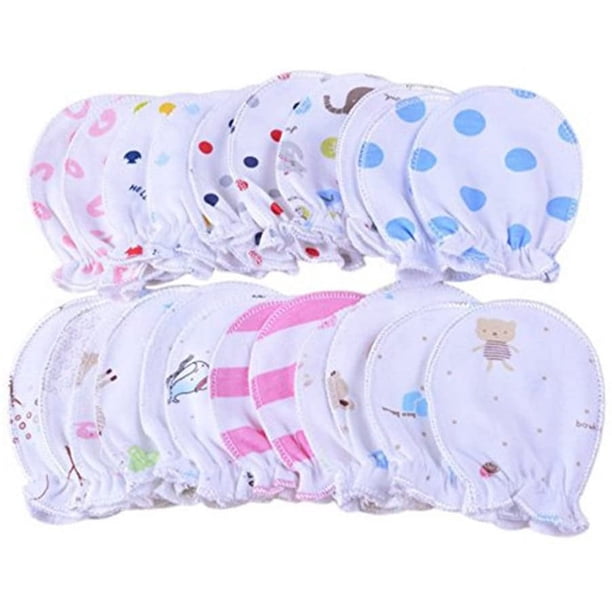 Guantes de algodón para recién nacidos, manoplas antiarañazos para bebés de 0 a 6 meses, niños y niñas, 5 pares.