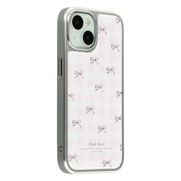 For iPhone 15 Case Lacquered Epoxy Pattern TPU + Acrylic Phone Cover Large Camera Cutout - Flowers
