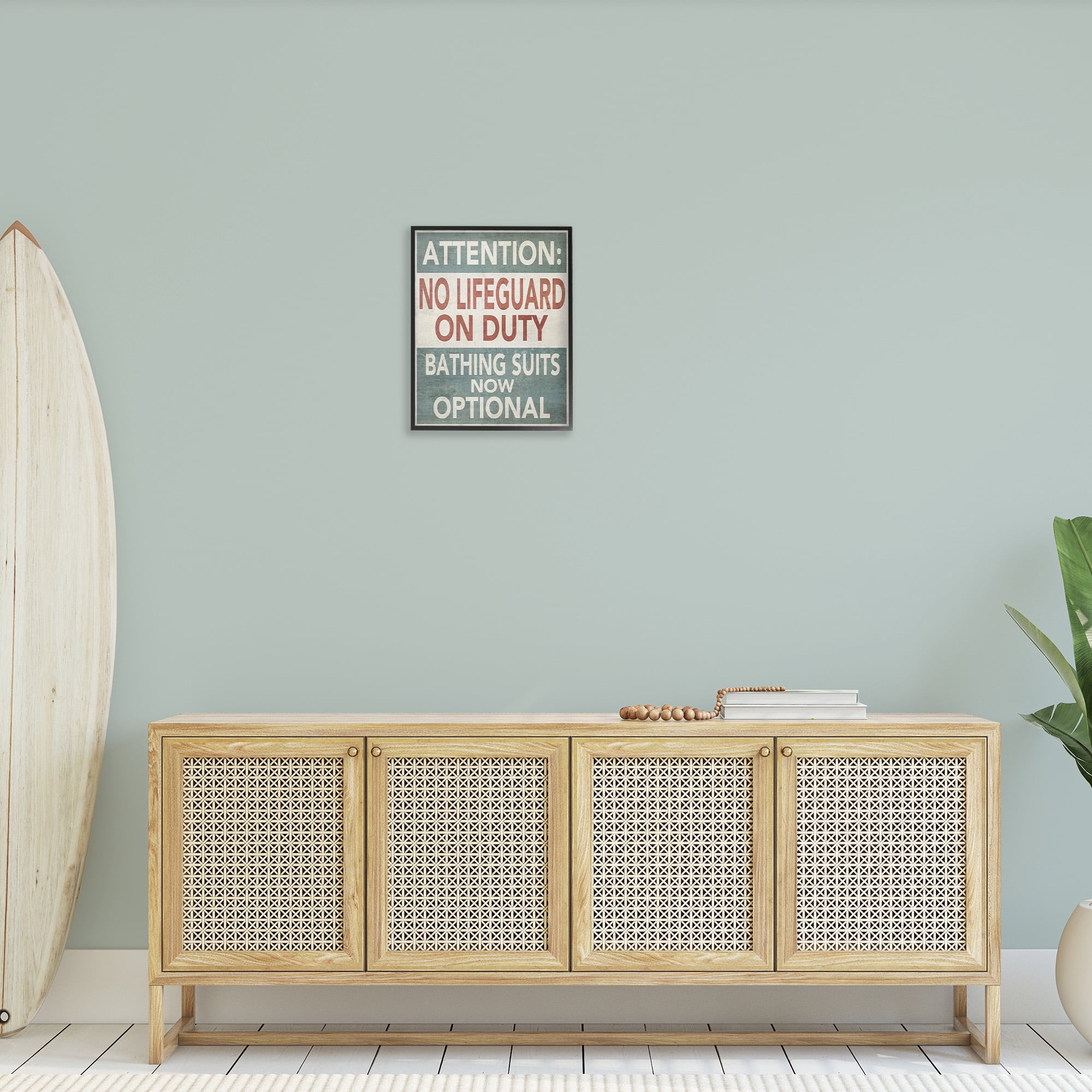Stupell Industries Funny Bathing Suits Optional Typography Painting Black Framed Art Print Wall Art, 16 x 20
