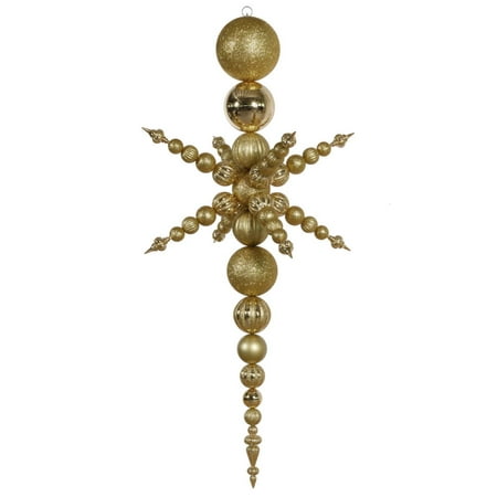 76" Gold Commercial Shatterproof Radical 3-D Snowflake Christmas Finial Ornament