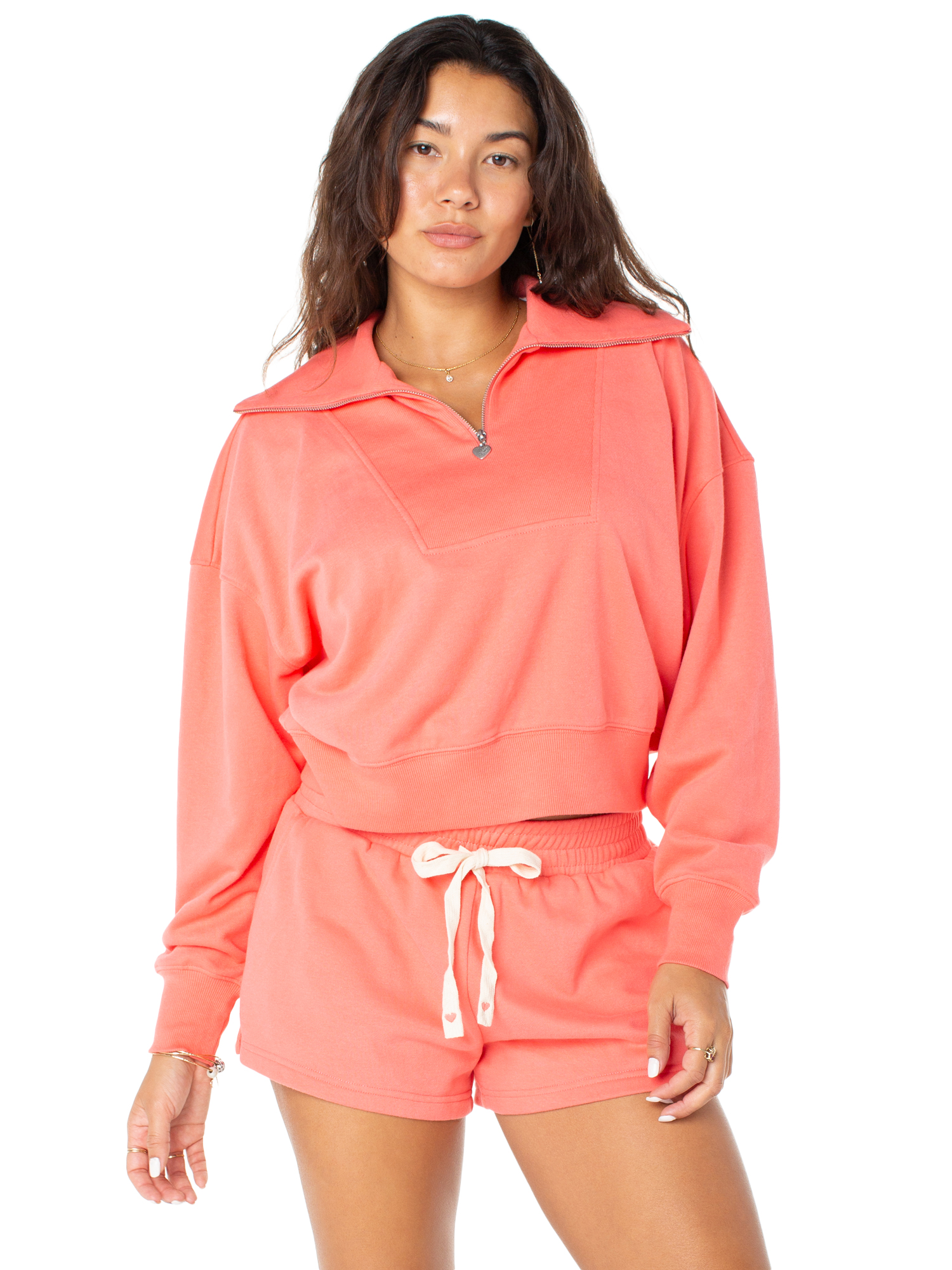 Celebrity Pink Women's and Women's Plus Quarter Zip Pullover French Terry Sweatshirt, Sizes XS-4X