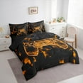 thumbnail image 2 of Gaming Comforter Modern Gamer Bedding Sets , Video Game Twin Bedding Set 7 Pieces - 1 Comforter, 1 Fitted Sheet, 1 Flat Sheet, 2 Pillow Cases, 2 Throw Pillow Covers,Orange Black, 2 of 5