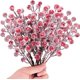 thumbnail image 1 of 40 tallos artificiales de bayas de acebo de 23 cm, ramilletes de bayas navideñas, bayas rojas falsas de nieve para ramas de árbol de Navidad, rellenos, adornos, manualidades de San Valentín, bodas,, 1 of 7