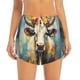 thumbnail image 2 of Balery Oil Painting Flower Cow Pantalones cortos deportivos para mujer con forro y dos bolsillos, elásticos, para entrenamiento, gimnasio, yoga-XX-Large, 2 of 7