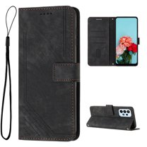 Wallet Case for Samsung Galaxy A23 5G, Premium PU Leather Flip Case Card Slots Holder, Luxury Kickstand Function Book Folding Folio Cover with Wrist Strap for Galaxy A23 5G, Black