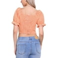 thumbnail image 3 of INSPIRE CHIC Smocked Crop Top for Women's Bubble Sleeve Peasant Gingham Plaid Tops M Orange, 3 of 6