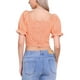 thumbnail image 3 of TOP CORTO CON ELASTICO INSPIRE CHIC PARA MUJERES, MANGAS BOLLO, BLUSA DE CUADROS GINGHAM, NARANJA, 3 of 6