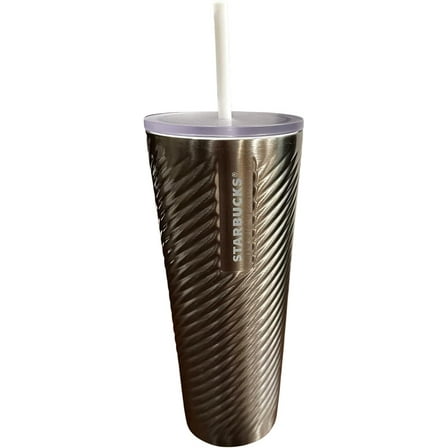 Starbucks Metallic Candy Textured Spiral SS Tumbler 2022 Christmas silver