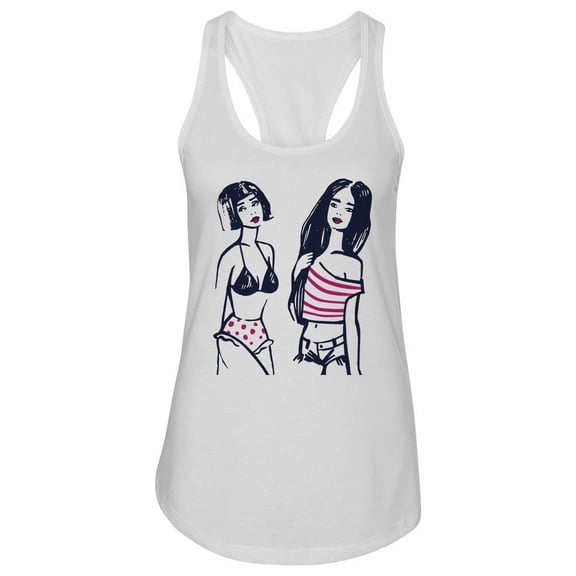 Hipster Girls Sketch  Tank Women -Image by Shutterstock, Female Large