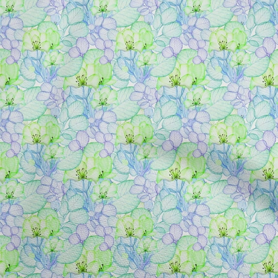 oneOone Cotton Cambric Lime Green Fabric Leaves & Clover Dress Material Fabric Print Fabric By The Yard 56 Inch Wide