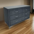 thumbnail image 6 of Benjara 6 Drawer Modern Wide Wood Dresser with Medallion Details, White washed, 61 Inch, 6 of 6