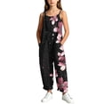 thumbnail image 3 of OGLCCG Girls Wide Leg Jumpsuit Kids Casual Sleeveless Romper Floral Printed Adjustable Spaghetti Strap Overalls with Pockets 5-14 Years, 3 of 8