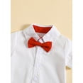 thumbnail image 5 of CIYCuIT 4th of July Baby Boys Gentlemen 2Pcs Outfits Short Sleeve Button Bowtie Romper + Suspender Shorts Sets Infant Toddler Summer Formal Wear 6M 12M 18M 24M, 5 of 9