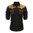 thumbnail image 3 of Muscularfit Cowboy Mens Tshirts Pocket Black Western Dressy Tops Collared Button Up Big & Tall Long Sleeve Shirts,XXXL, 3 of 4