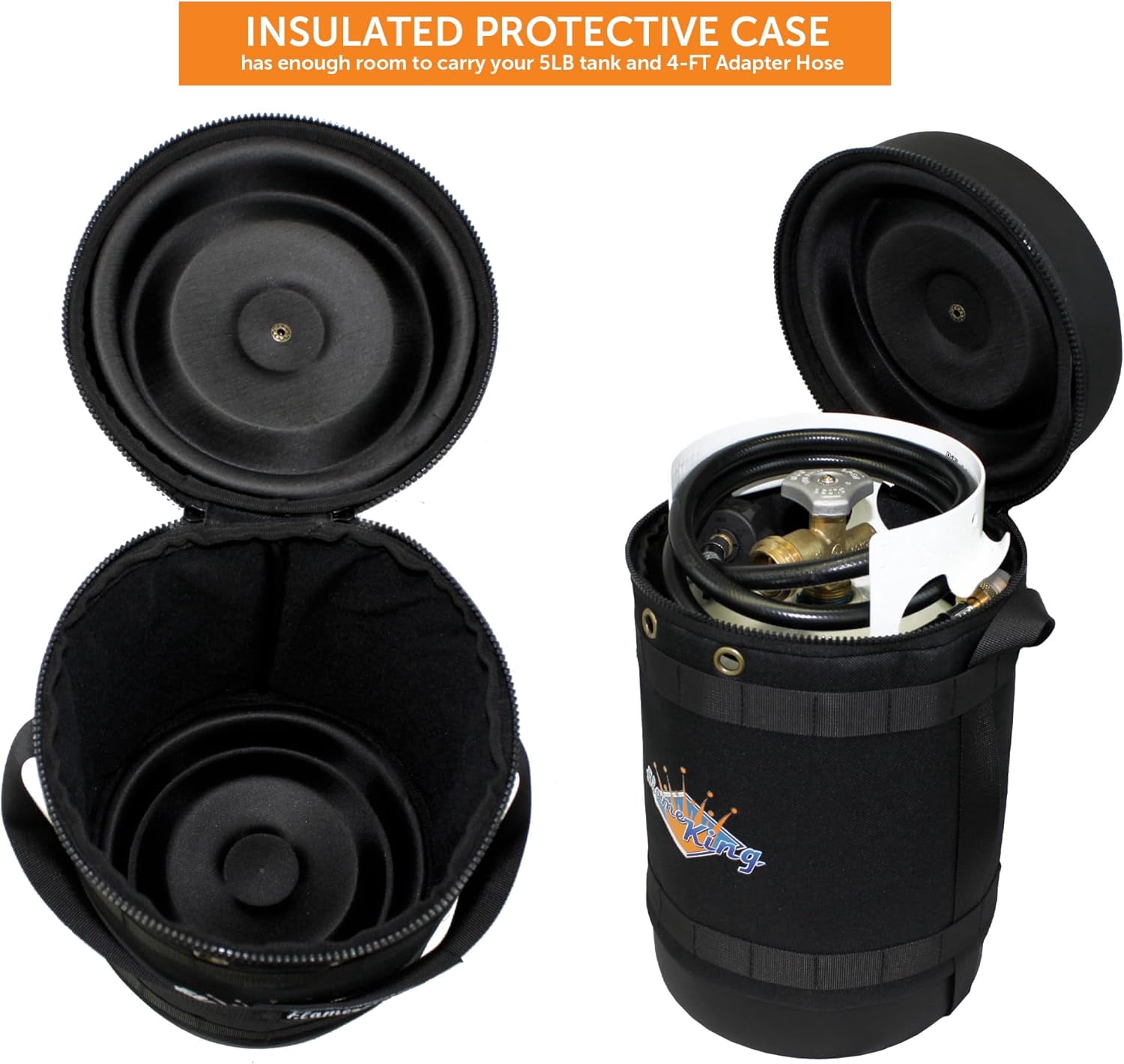 Flame King 5lb Propane Tank with Gauge, Insulated Case & 5-ft Hose