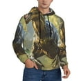 thumbnail image 2 of Wukai Ferocious Dinosaur Print Men Hoodies Fleece Sweatshirts Long Sleeve Sweaters Pullover Fall Outfits Winter Clothes-Medium, 2 of 7