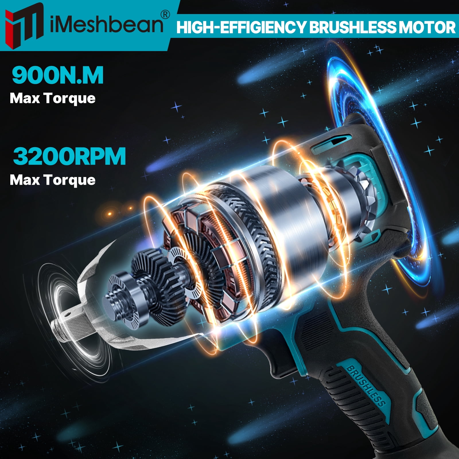 iMesheban 3/8" Brushless Electric Cordless Ratchet & 1/2" High Torque Drill Impact Wrench Impact Power Tool