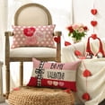 thumbnail image 2 of Be My Valentine Red Candy Heart Throw Pillow Covers, 12 x 20 Inch Valentine Stripes Wedding Cushion Case Decoration for Sofa Couch Set of 4, 2 of 6