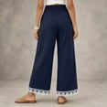 thumbnail image 4 of Yungyresw Womens Wide Leg Palazzo Pants Lace Hem Elastic Smocked Waist Casual Pants Lightweight Straight Trousers With Pockets Navy L, 4 of 4