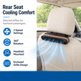 thumbnail image 7 of Turbine USB Car Fan, 3 Speed Headrest Mounted Rear Seat Cooler with 360 Degree Airflow for SUV Truck, Brown, 7 of 7