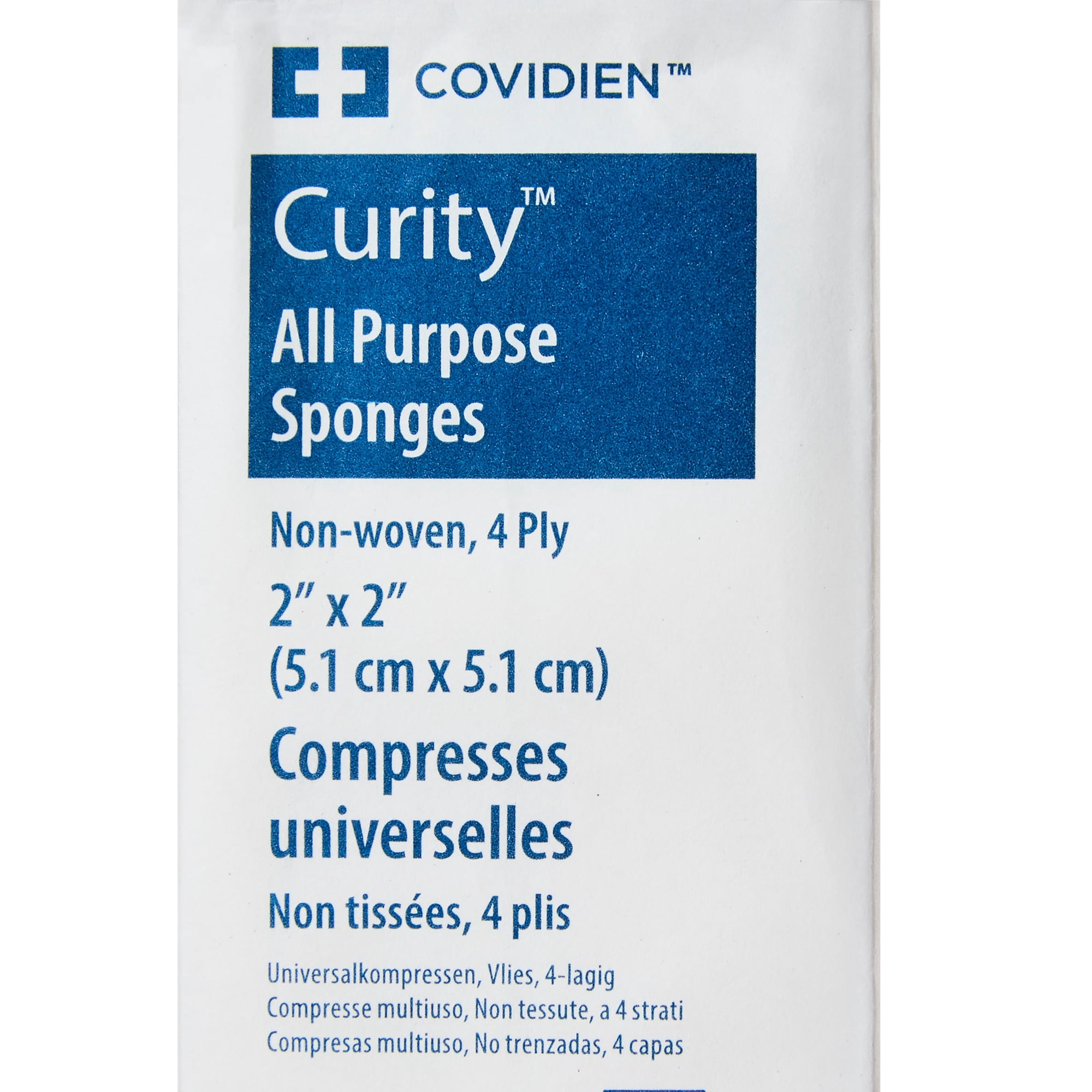 Curity Square Wound Sponges, 4-ply Non-Sterile Square Gauze Pads, 2" x 2", 200 per Pack, 40 Packs, 8000 Total