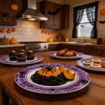 thumbnail image 4 of DefiDgd 9inch 24pcs Purple Spider Web Disposable Paper Plates,Round Spider Printed Lightweight Dinner Plates for Halloween Snack Dessert Serving Holiday Birthday Party Tabletop Decor(B), 4 of 6