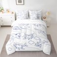 thumbnail image 2 of Homewish Cartoon Helicopter Print Twin Bedding Sets 7-Piece, Square Buffalo Plaid Bedding Comforter Set, Teens Kids Boys Girls Reversible Sheet Sets, Lightweight Room Decor, 2 of 7