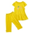 thumbnail image 3 of Piuwrlz Boys Girls Short Sets Kids Summer Outfit Set Printed Round Neck Tight T-Shirt and Shorts Set Yellow Size 9 Years, 3 of 6