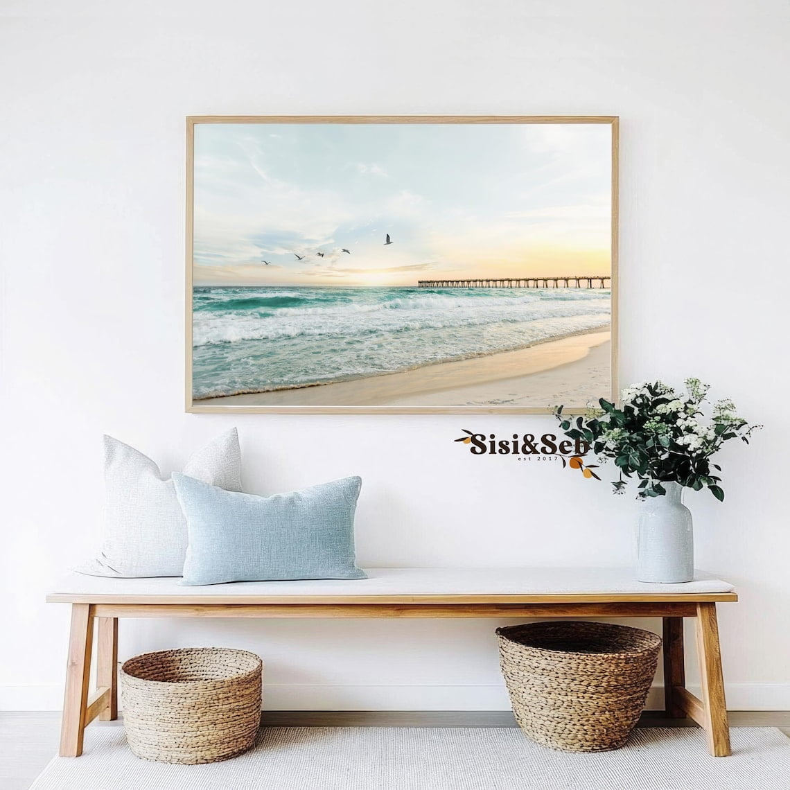 Ocean Pier Wall Art Print Florida Beach Sunset Decor