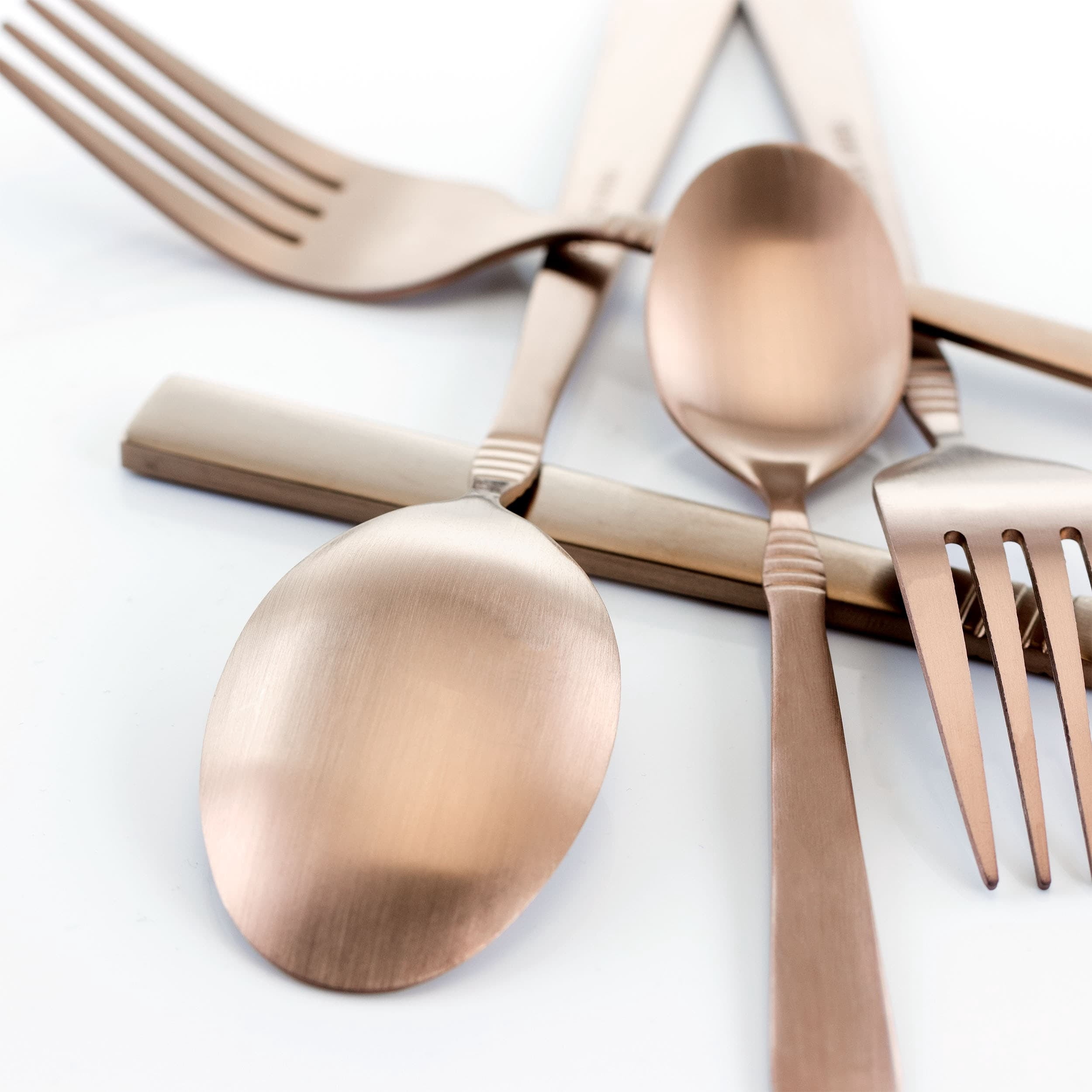 MegaChef Cravat 20 Piece Flatware Utensil Set, Stainless Steel Silverware Metal Service for 4 in Matte Rose