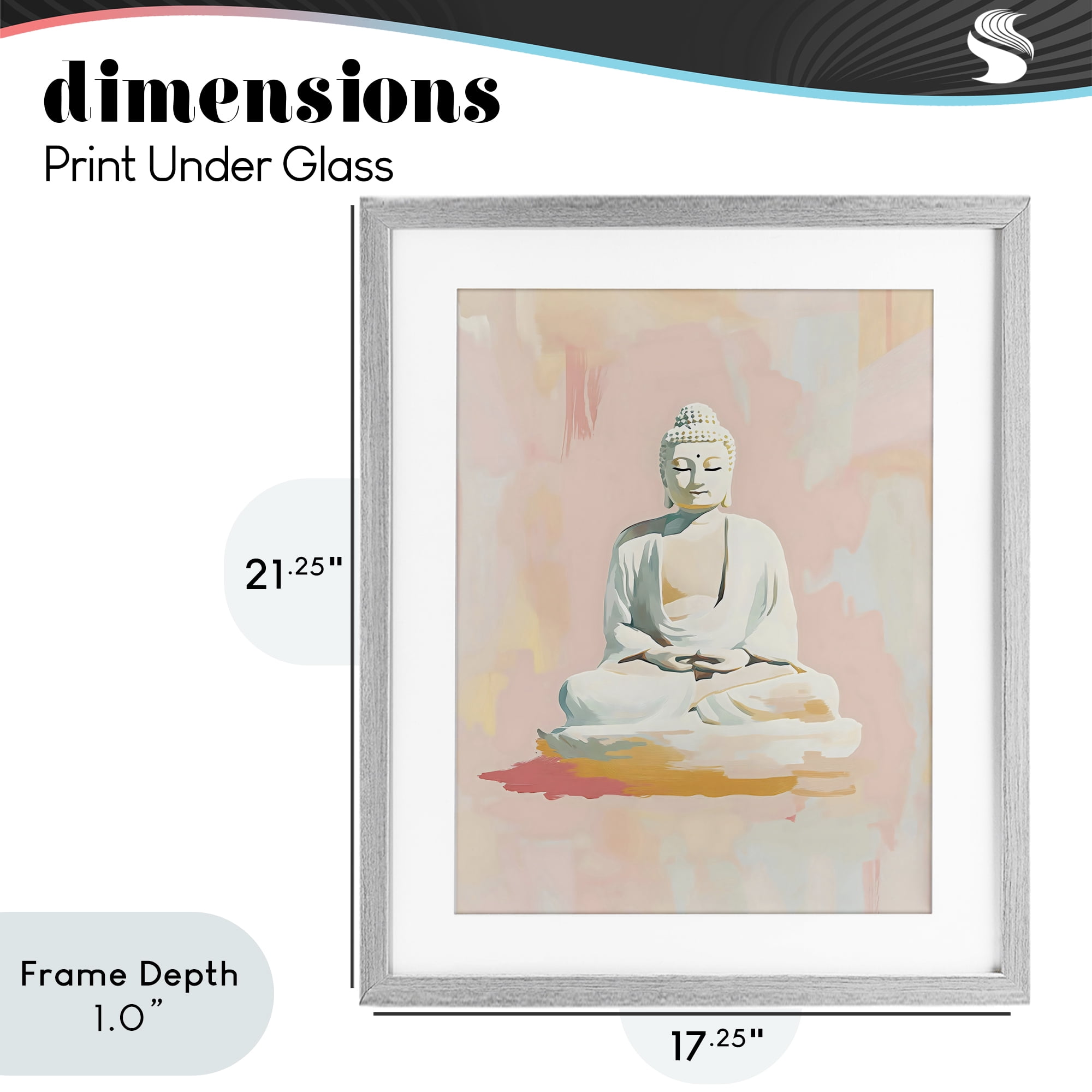Stupell Industries Pastel Buddha In Quiet Meditation Gray Framed Print Under Glass, design by The Prints Vibe