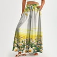 thumbnail image 2 of WTOBBY Women's High Waisted Wide Leg Pants Casual Flowy with Pockets and Vibrant Floral Print, Ideal for Spring Summer Beach Vacations, Garden Parties and Outdoor Adventures,Yellow L, 2 of 5